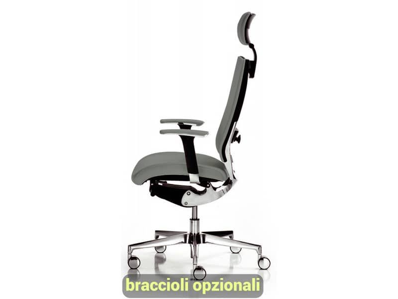 Sedia semidirezionale girevole Unisit Concept COTPG ergonomica con poggiatesta rivestimento ecopelle grigio COTPG/KG