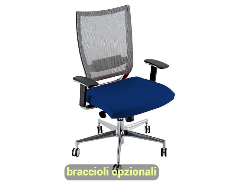 Sedia semidirezionale girevole Unisit Concept COTXL schienale in rete grigio – rivestimento fili luce blu – COTXL/F11