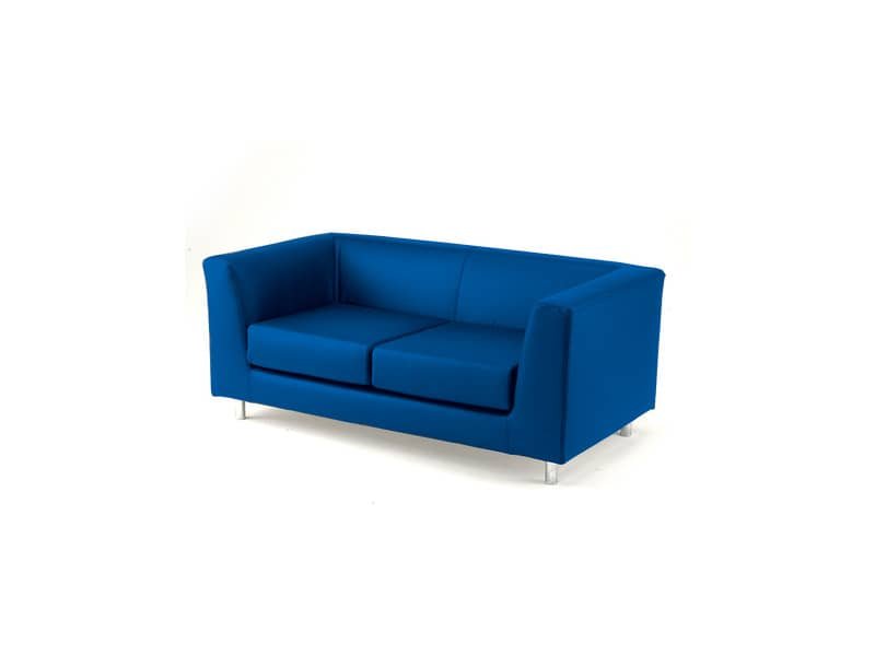 Divano attesa a 2 posti Unisit Quad QD2 schienale fisso – rivestimento tessuto fili di luce blu – QD2/F11