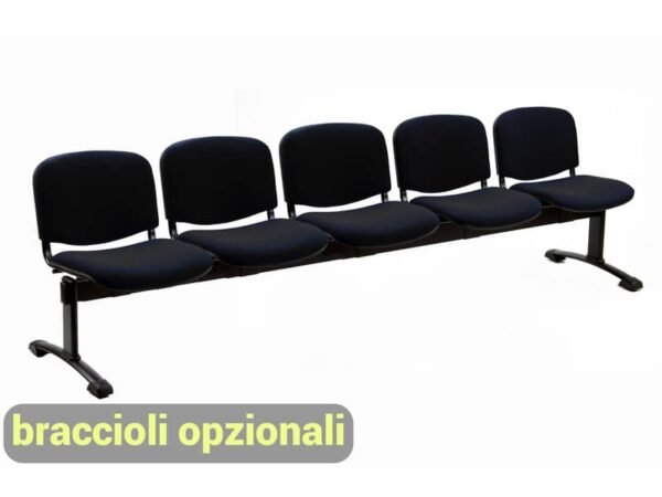 Panca 5 posti attesa Unisit Dado D55P - rivestimento ignifugo nero D55P/IN