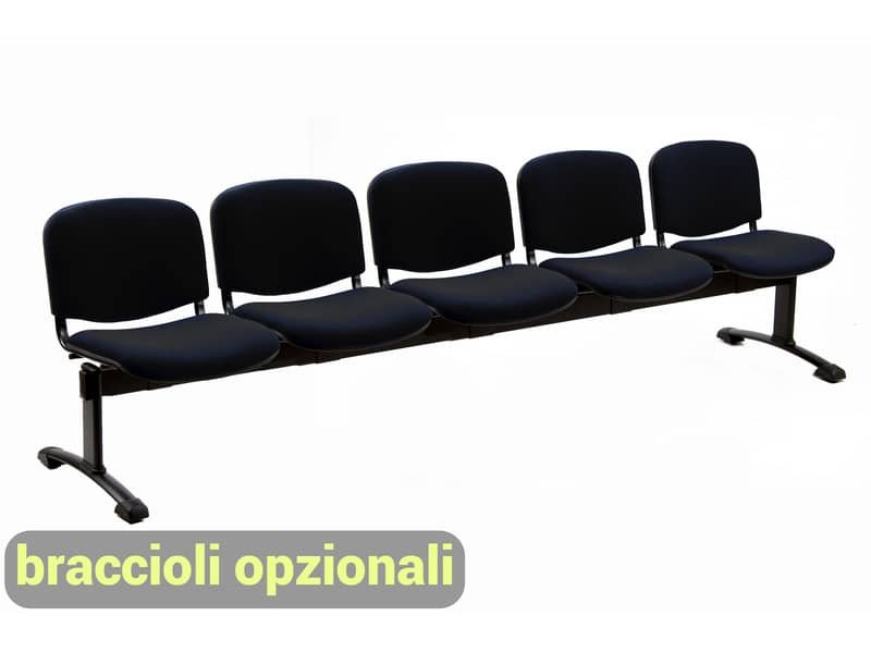 Panca 5 posti attesa Unisit Dado D55P – rivestimento ignifugo nero D55P/IN