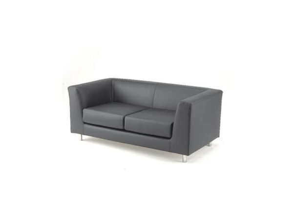 Divano attesa a 2 posti Unisit Quad QD2 schienale fisso - rivestimento tessuto fili di luce grigio scuro - QD2/F14