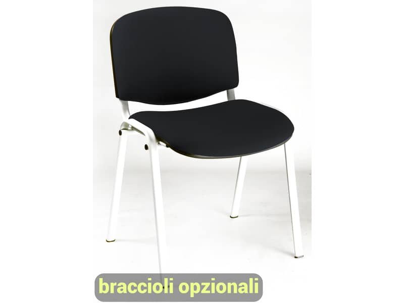 Sedia visitatore 4 gambe Unisit Dado D5B acciaio bianco – rivestimento eco nero – Conf. 2 pezzi – D5B/2/EN