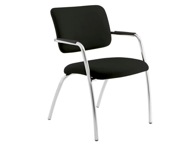 Sedia visitatore a 4 gambe Unisit Lithium LT4G struttura cromata – rivest. ignifugo nero LT4G/IN