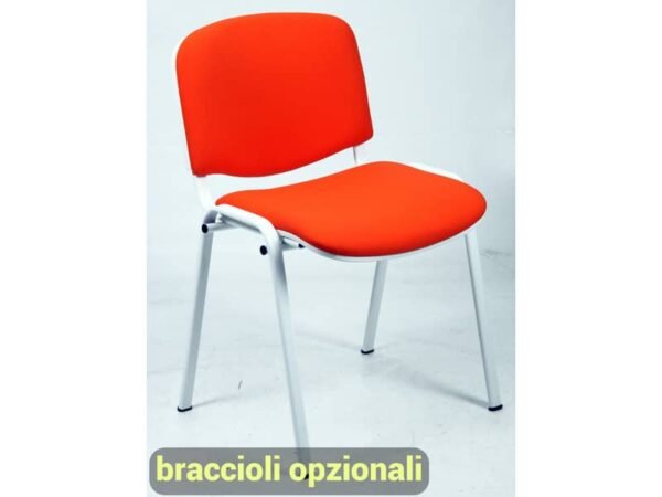 Sedia visitatore 4 gambe Unisit Dado D5B acciaio bianco - rivestimento eco rosso - Conf. 2 pezzi - D5B/2/ER