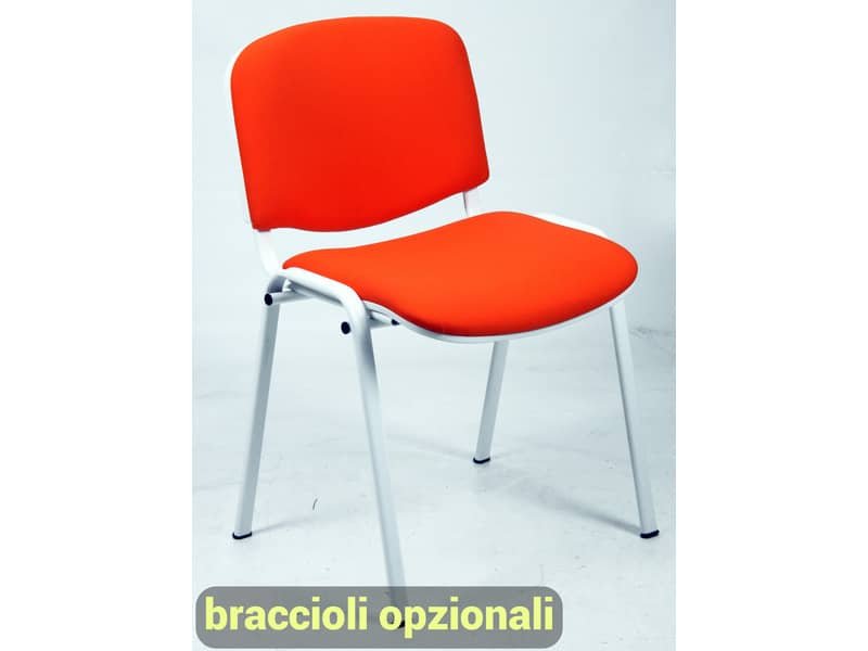 Sedia visitatore 4 gambe Unisit Dado D5B acciaio bianco – rivestimento eco rosso – Conf. 2 pezzi – D5B/2/ER