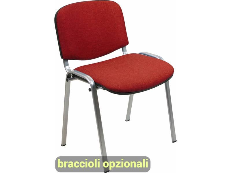 Sedia visitatore 4 gambe Unisit Dado D5G acciaio grigio – rivestimento ignifugo rosso – Conf. 2 pezzi – D5G/2/IR
