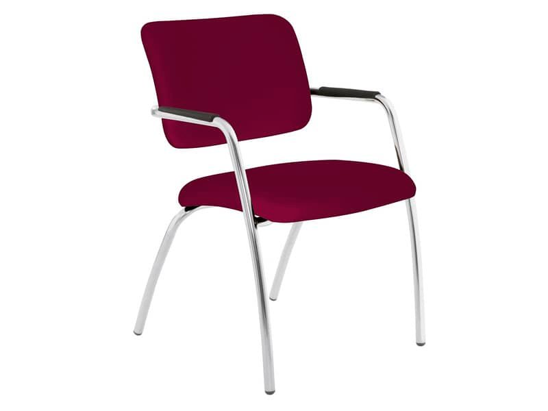 Sedia visitatore a 4 gambe Unisit Lithium LT4G struttura cromata – rivest. ignifugo bordeaux LT4G/ID