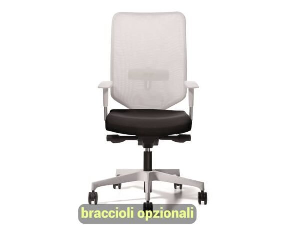 Sedia semidirezionale girevole Unisit Newair NWB - schienale rete bianco - rivestimento ecopelle grigio - NWB/KG