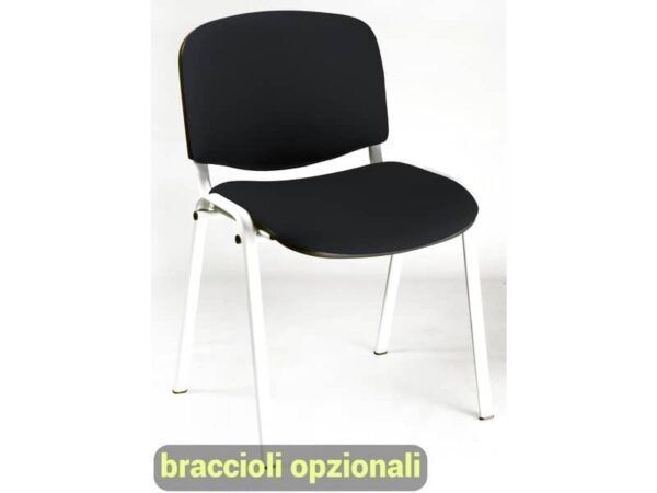 Sedia visitatore 4 gambe Unisit Dado D5B acciaio bianco - rivestimento ignifugo nero - Conf. 2 pezzi - D5B/2/IN