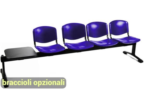 Panca 4 posti attesa Unisit Dado D5P4PT con tavolino - PPL blu D5P4PT/BL