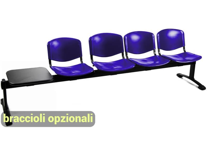 Panca 4 posti attesa Unisit Dado D5P4PT con tavolino – PPL blu D5P4PT/BL