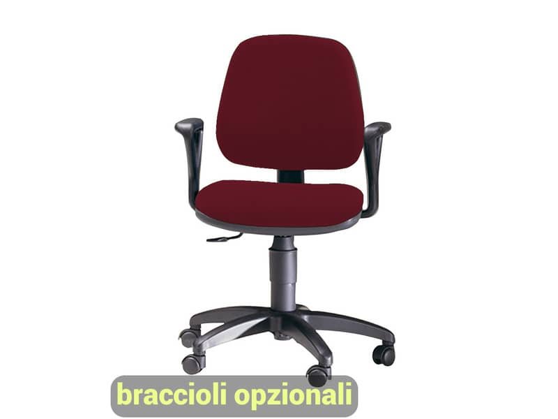 Sedia operativa girevole Unisit Leda LDB Eco smart – schienale basso – rivestimento ignifugo bordeaux- LDB/ID