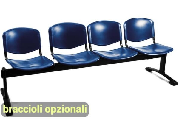 Panca 4 posti attesa Unisit Dado D54P - rivestimento ignifugo blu D54P/IB