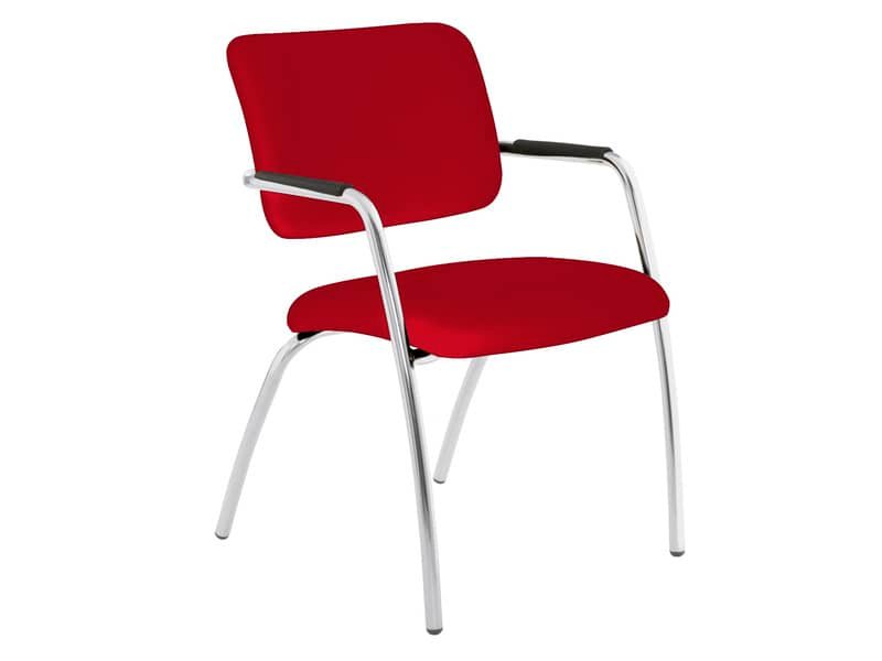 Sedia visitatore a 4 gambe Unisit Lithium LT4G struttura cromata – rivest. Eco rosso – LT4G/ER