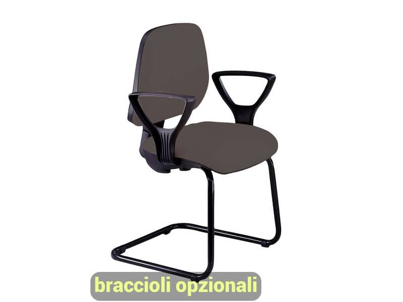 Sedia operativa visitatore Unisit Leda LDS Eco smart su slitta – rivestimento ignifugo – grigio scuro – LDS/IT