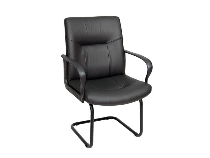 Sedia visitatore direzionale Unisit Eridanus ERV Eco Smart su slitta – rivestimento ecopelle nero – ERV/KN