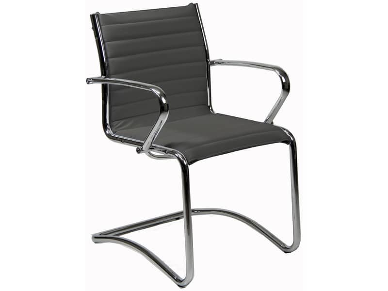 Sedia visitatore direzionale su slitta Unisit Pollux New PNV – rivestimento ecopelle grigio – PNV/KG