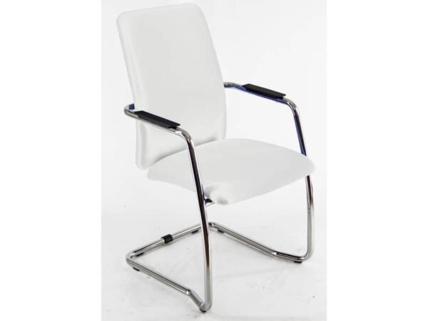 Sedia visitatore con slitta Unisit Lithium LTLTA schienale alto - rivest. pelle bianco - LTLTA/PQ