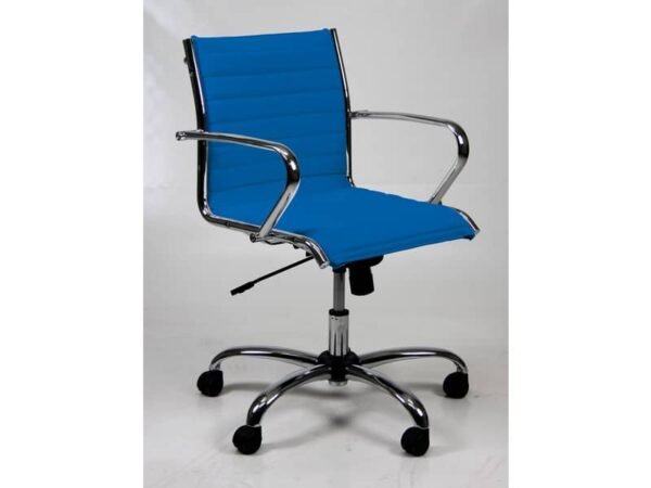 Poltrona direzionale girevole Unisit Pollux New PND schienale basso - rivest. ignifugo blu - con braccioli - PND/IB