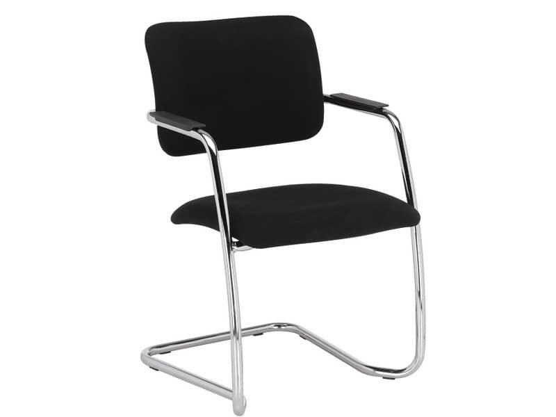 Sedia visitatore con slitta Unisit Lithium LTLT struttura cromata – rivest. ignifugo nero – impilabile LTLT/IN