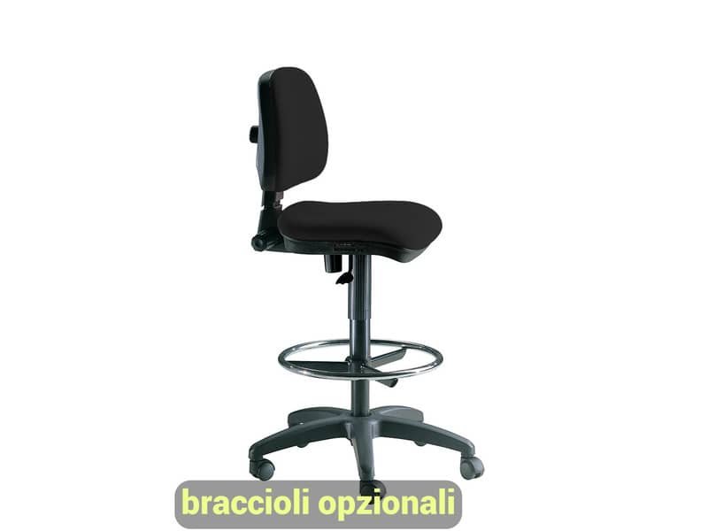 Sgabello tecnico Unisit Esos EO0 seduta alta – poggiapiedi telescopico – rivestimento Eco nero – EO0/EN