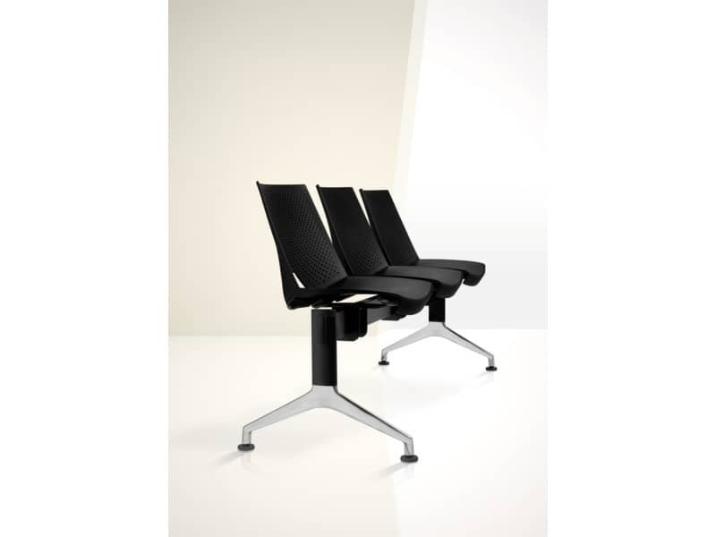Panca 5 posti attesa Unisit Strike SK5P – schienale fisso – PPL rosso SK5P/RO