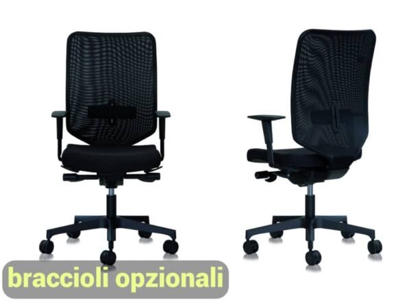 Sedia semidirezionale girevole Unisit Newair NWN - schienale rete nero - rivestimento fili luce grigio - NWN/F14