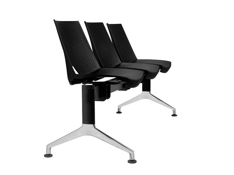 Panca 3 posti attesa Unisit Strike SK3P – schienale fisso – PPL nero SK3P/NE