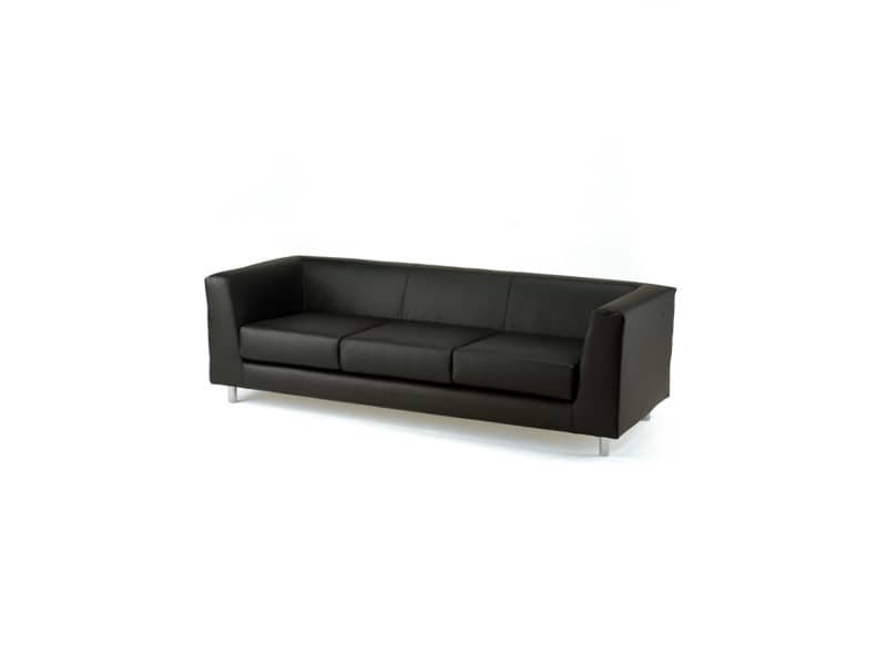 Divano attesa a 3 posti Unisit Quad QD3 schienale fisso – rivestimento tessuto ignifugo nero – QD3/IN