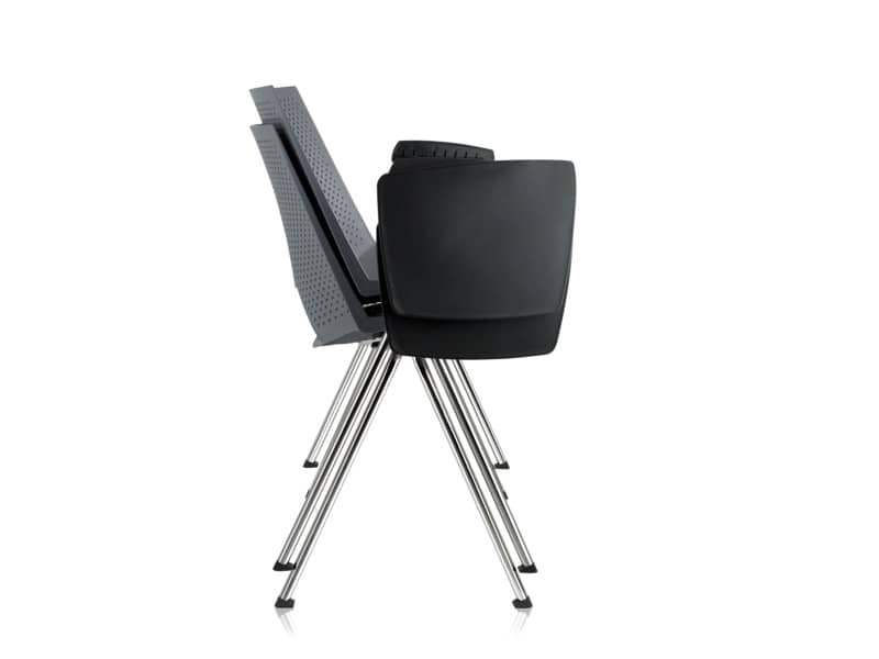Sedia visitatore a 4 gambe Unisit Strike SKT con tavoletta – PPL rosso SKT/RO