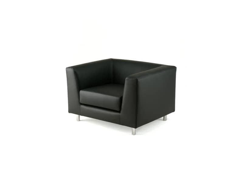 Divano attesa a 1 posto Unisit Quad QD1 schienale fisso – rivestimento tessuto ignifugo nero – QD1/IN