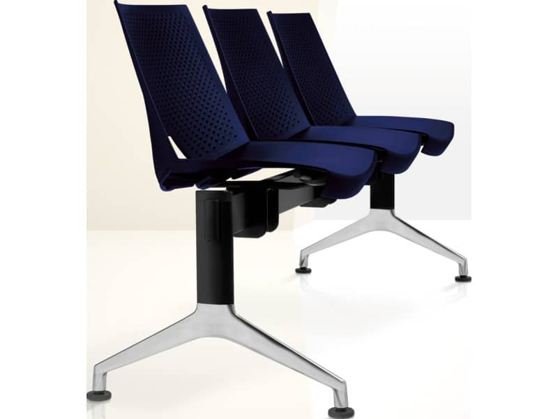 Panca 3 posti attesa Unisit Strike SK3P – schienale fisso – PPL blu SK3P/BL