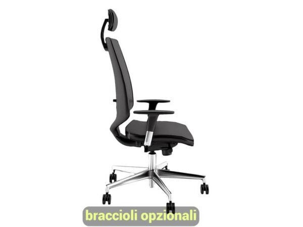 Sedia semidirezionale girevole Unisit Newair NWNAP con poggiatesta schienale alto nero riv. ecopelle nero NWNAP/KN