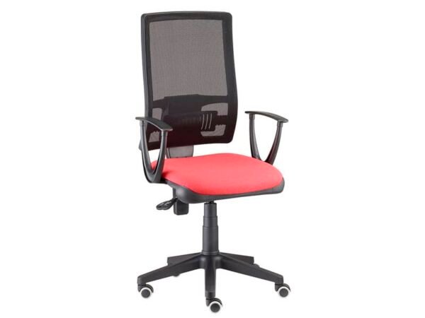 Sedia operativa girevole Unisit Nereide NDA schienele in rete - rivestimento Eco rosso - con braccioli - NDA/BRTM/ER