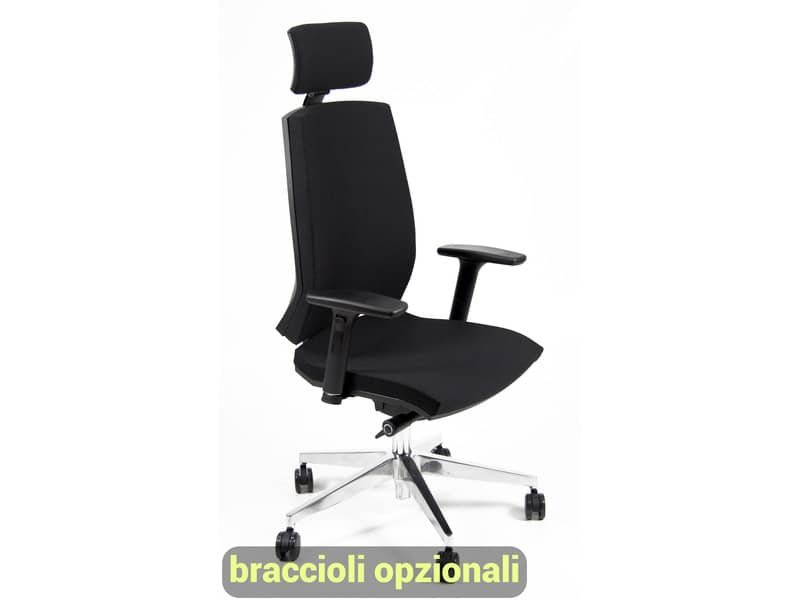Sedia operativa girevole Unisit Larissa LR1SB con poggiatesta – rivestimento pelle nero – LR1SB/PN