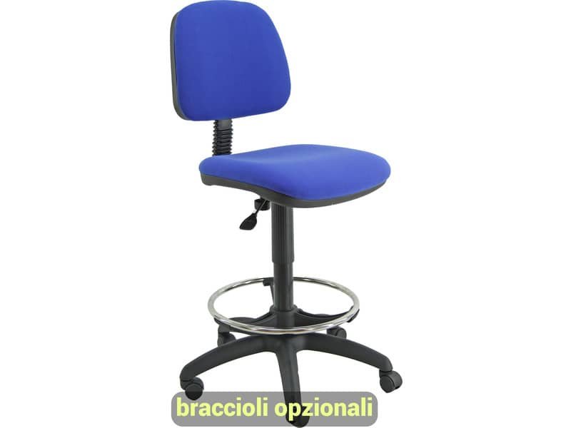 Sgabello tecnico Unisit Esos EOE4S seduta alta – poggiapiedi telescopico – rivestimento ignifugo blu EOE4S/IB