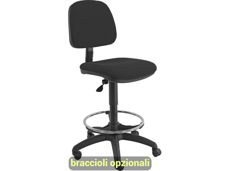 Sgabello tecnico Unisit Esos EOE4S seduta alta – poggiapiedi telescopico – rivestimento ignifugo nero EOE4S/IN