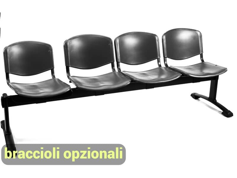 Panca 4 posti attesa Unisit Dado D5P4P – PPL nero D5P4P/NE