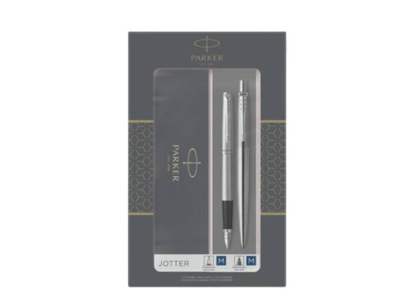 Gift set Duo Parker - Penna a sfera a scatto Jotter M Stainless Steel CT + Stilografica M - 2093258