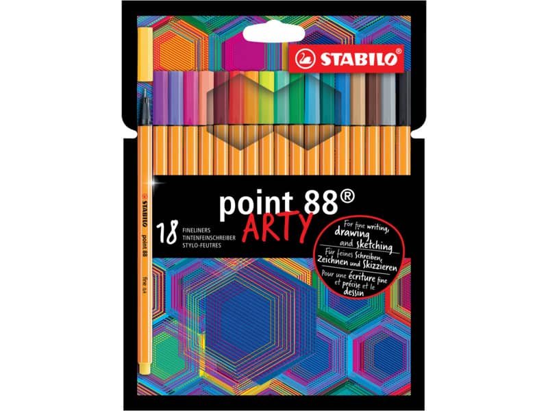 Fineliner Stabilo Point 88© 0,4 mm conf. 18 colori assortiti 8818/1-20