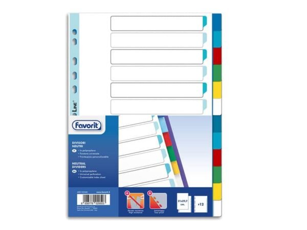 Divisore intercalare neutro Favorit 1-12 A4 PPL 400132500