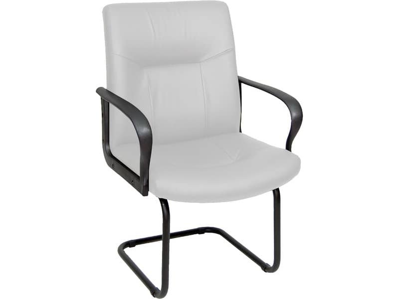 Sedia visitatore direzionale Unisit Eridanus ERV Eco Smart su slitta – rivestimento pelle bianco -ERV/PQ