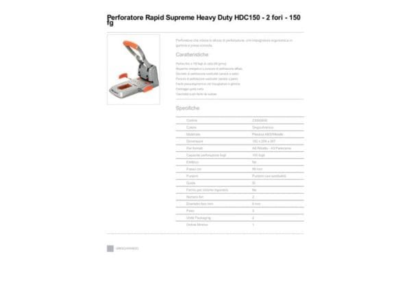 Perforatore a 2 fori Rapid HDC150 Supreme 150 fogli grigio/arancio 23000600