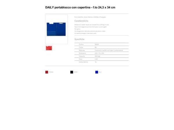 Portablocco con clip Esselte DAILY cartoncino/polipropilene 24,3x34 cm blu 56045