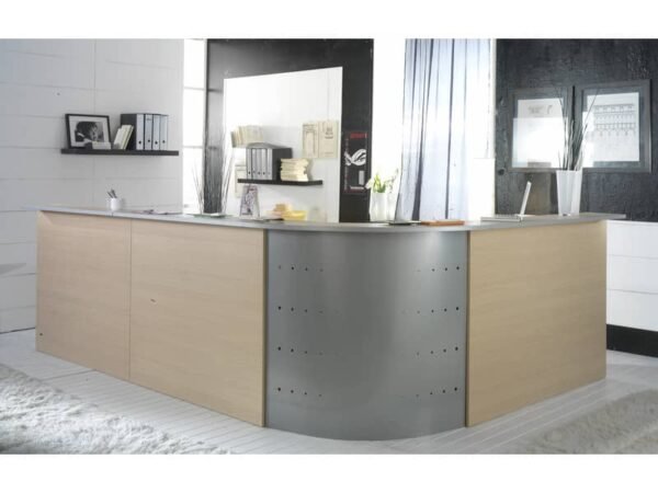 Scrivania Reception Frensy EMOTION fianchi a pannello 140x80x72 cm rovere con sopralzo 140x115 cm - UEMSRSA14