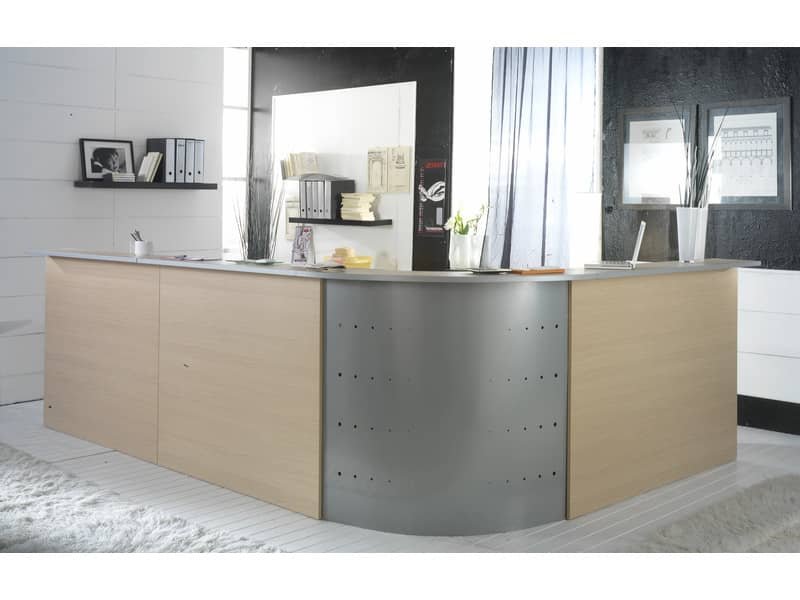 Scrivania Reception Frensy EMOTION fianchi a pannello 80x80x72 cm rovere con sopralzo 80×115 cm – UEMSRSA80