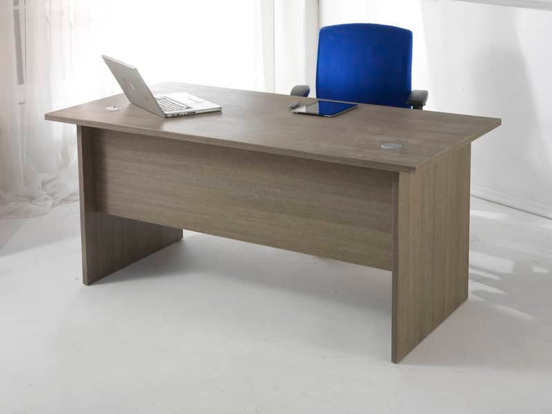Scrivania Frensy Larix 140x80x72 cm fianchi a pannello rovere grigio ULAGS140