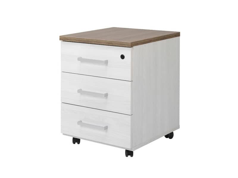 Cassettiera 3 cassetti Frensy Florence 44x52x63 cm top olmo – struttura frassino chiaro – UFLC3C