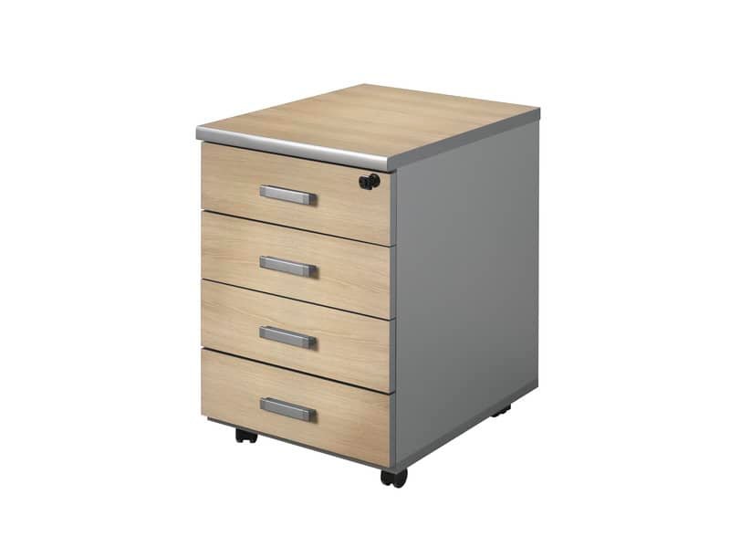 Cassettiera 4 cassetti Frensy Spirit con ruote 44x52x63 cm rovere USPRC4C